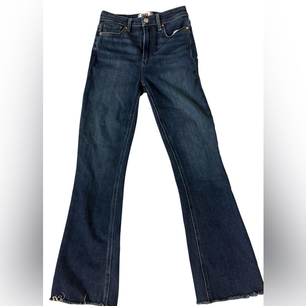 PAIGE  Claudine Dark Blue Flare Jeans Fray hem